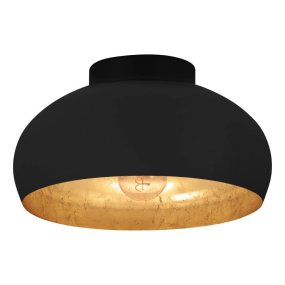 Mogano Ø28 Noir plafonnier De Eglo - Avec sa forme doucement arrondie en noir et or, il crée une atmosphère chaleureuse et cosy, parfaite pour le salon, la chambre ou le couloir.