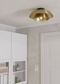 Cenciara Ø40 Laiton plafonnier De Eglo - Son design sophistiqu&eacute; allie &eacute;clairage fonctionnel et ambiance exclusive, faisant de ce luminaire un atout de style pour les salons, les couloirs ou les chambres, par exemple.