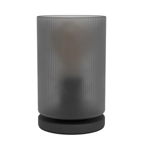 Colomera 20cm Noir De Eglo - Cette lampe de table en verre fumé et nervuré ajoute une touche d'élégance moderne à votre intérieur.