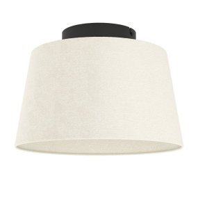 Febres Ø35 Blanc De Eglo - Le support de plafond noir offre un contraste élégant avec l'abat-jour et contribue à une ambiance moderne dans la pièce.