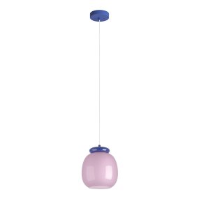Berardelli Ø23 Rose De Eglo - L'abat-jour bleu et les ornements qui le surplombent lui conf&egrave;rent une allure ludique et apportent une belle touche de couleur &agrave; la pi&egrave;ce.