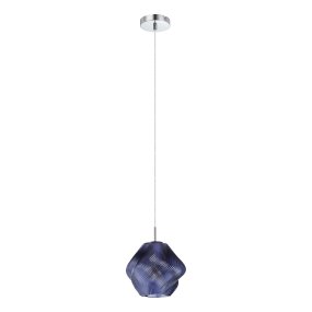Vicenne Ø22 Bleu De Eglo - La suspension décorative Vicenne est en verre bleu avec des détails chromés.