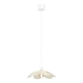 Binacua Ø40 Beige suspension De Eglo - Le tissu confère à la lampe une ambiance douce et accueillante, tandis que la forme florale apporte une touche ludique à la pièce.