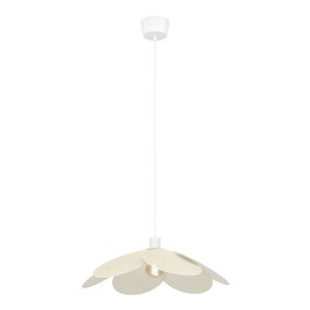 Binacua Ø60 Beige suspension De Eglo - Le tissu confère à la lampe une ambiance douce et accueillante, tandis que la forme florale apporte une touche ludique à la pièce.