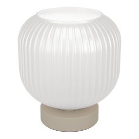 Dasmina 22cm Blanc/sable lampe de table De Eglo - Grâce à sa palette de couleurs neutres, Dasmina s'intègre harmonieusement dans différents environnements : sur une table d'appoint, une table de chevet, un bureau ou près d'une fenêtre.