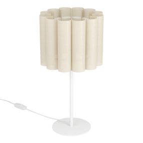 Collegrilli 23cm Beige lampe de table De Eglo - Le tissu beige cr&eacute;e une ambiance chaleureuse et accueillante et laisse la lumi&egrave;re se diffuser en douceur.