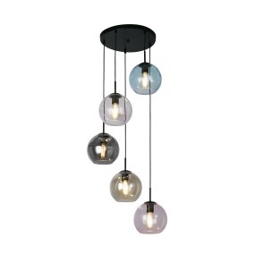 Mardi Gras Ø50 Multicolore suspension De Searchlight - La lampe est fabriquée en acier robuste et en verre avec une surface brillante qui reflète la lumière et offre une brillance supplémentaire.