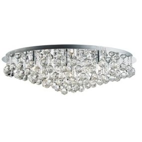Hanna Ø80 Chrome cristal De Searchlight - Avec son design luxueux et ses dimensions généreuses, Hanna est le choix idéal pour ceux qui souhaitent donner à leur intérieur une allure sophistiquée et saisissante, sans compromettre l'espace ni la hauteur sous plafond.