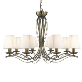 Andretti Ø76 Laiton antique De Searchlight - Les abat-jour en tissu blanc plissé diffusent une lumière douce et homogène, créant un jeu d'ombres et de lumières des plus agréables.