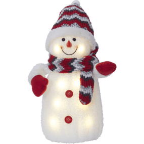 Joylight Bonhomme De Neige Blanc De Star Trading - Figurine d&eacute;corative &agrave; piles en forme de bonhomme de neige douillet avec &eacute;clairage LED.