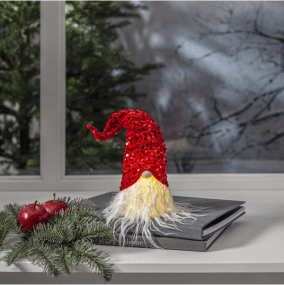 Joylight Père Noël ROUGE De Star Trading - P&egrave;re No&euml;l lumineux &agrave; piles avec chapeau scintillant.