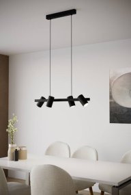 Gatuela 76cm Noir suspension De Eglo - La surface noire crée une impression élégante et sophistiquée et est parfaite pour les intérieurs modernes tels que les cuisines, les salles à manger ou les espaces de travail où un éclairage ciblé n'est pas souhaitable.