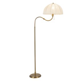 Crosby Or brossé De Elstead Lighting - L'abat-jour en forme de d&ocirc;me, confectionn&eacute; dans un tissu fin et l&eacute;ger, diffuse agr&eacute;ablement la lumi&egrave;re, cr&eacute;ant une ambiance douce et chaleureuse.