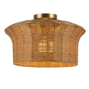 Kai Ø40 Nature De Elstead Lighting - Kai est un plafonnier d&eacute;coratif qui associe le m&eacute;tal &agrave; un abat-jour en rotin.