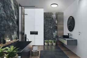 LED Bath Ø30 Noir lampe de salle de bain De Ledvance - F&auml;rgtemperaturen g&aring;r att justera mellan 3000K varmvitt ljus och 4000K kallvitt ljus genom att trycka snabbt tv&aring; g&aring;nger p&aring; din v&auml;ggstr&ouml;mbrytare.