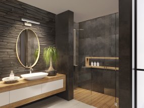 Orbis 40cm Chrome lampe de salle de bain De Ledvance - Lampan g&aring;r att f&auml;sta genom att skruva fast p&aring; v&auml;ggen eller kl&auml;mma fast p&aring; badrumsspegeln.