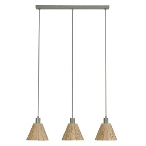 Raffia 85cm Nature suspension De Ledvance - Les abat-jour en raphia associ&eacute;s au m&eacute;tal vert conf&egrave;rent &agrave; la pi&egrave;ce une atmosph&egrave;re chaleureuse et naturelle.