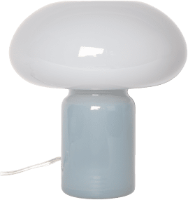 Glas 23cm Bleu lampe de table De Eja - Sa lumière douce crée une ambiance agréable et en fait un objet décoratif idéal sur une table d'appoint, un rebord de fenêtre ou une table de chevet.