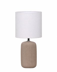 Palizzo 33cm Brun lampe de table De Nordic Lighting - Le pied pr&eacute;sente une surface mate, &eacute;voquant le sable, dans une chaude teinte brune, et une texture c&ocirc;tel&eacute;e, conf&eacute;rant &agrave; la lampe une allure douce et d&eacute;corative.
