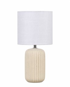 Palizzo 33cm Beige lampe de table De Nordic Lighting - Elle est fournie avec un c&acirc;ble en plastique blanc de 1,8 m avec interrupteur et prise.