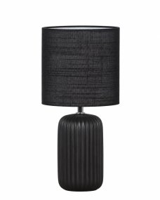 Palizzo 33cm Noir lampe de table De Nordic Lighting - La lampe de table Palizzo noire est dot&eacute;e d'un &eacute;l&eacute;gant pied en c&eacute;ramique aux &eacute;l&eacute;gantes rainures et d'un abat-jour en lin assorti.
