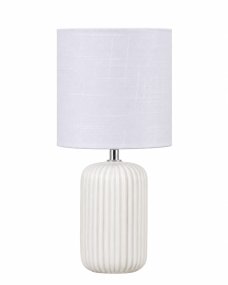 Palizzo 33cm Blanc lampe de table De Nordic Lighting - La lampe de table Palizzo associe un &eacute;l&eacute;gant pied en c&eacute;ramique aux rainures subtiles &agrave; un abat-jour en lin blanc.