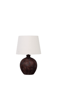 Bellmini 30cm brun foncé lampe de table De Nordic Lighting - La lampe est fournie avec un c&acirc;ble en plastique blanc de 1,8 m de long, &eacute;quip&eacute; d'un interrupteur et d'une prise.