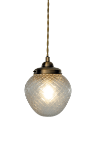 Gatsby Ø15 Laiton antique lampe de fenêtre De Aneta Lighting - Le verre textur&eacute; conf&egrave;re &agrave; la suspension un caract&egrave;re unique et cr&eacute;e un magnifique jeu de lumi&egrave;re une fois allum&eacute;e.