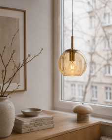  Globi Ø15 Laiton/ambre lampe de fenêtre De Nordic Lighting - La lampe de fen&ecirc;tre Globi est un luminaire &eacute;l&eacute;gant et moderne qui cr&eacute;e une ambiance chaleureuse et accueillante dans n'importe quelle pi&egrave;ce.