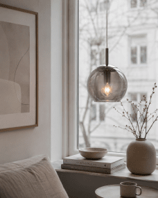  Globi Ø15 Chrome/fumé lampe de fenêtre De Nordic Lighting - La suspension Globi est une lampe &eacute;l&eacute;gante et moderne qui cr&eacute;e une ambiance chaleureuse et accueillante dans n'importe quelle pi&egrave;ce.