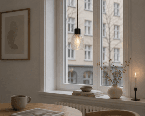 Tabaco Ø14 Transparent/noir lampe de fenêtre De Lampan - La suspension est fournie avec un c&acirc;ble textile noir de 3,5 m et une prise secteur.