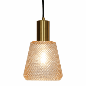 Daimon Ø15 Ambre lampe de fenêtre De Lampan - L'applique est fournie avec un c&acirc;ble textile noir de 3,5 m, un interrupteur et une prise.