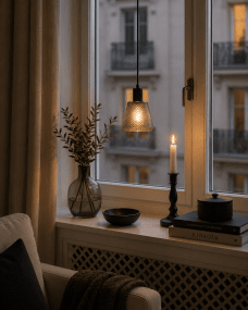Daimon Ø15 Couleur fumée lampe de fenêtre De Lampan - La suspension et les finitions en m&eacute;tal noir lui conf&egrave;rent une &eacute;l&eacute;gance intemporelle.