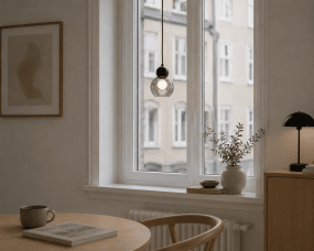 Barba Ø15 Fumée/noir lampe de fenêtre De Lampan - Son abat-jour en m&eacute;tal noir lui conf&egrave;re une allure &eacute;l&eacute;gante et intemporelle, tandis que son verre fum&eacute; diffuse une lumi&egrave;re douce et agr&eacute;able.