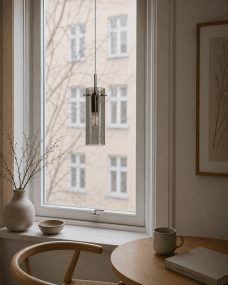 Cilinda Ø7 Chrome/fumé lampe de fenêtre De Nordic Lighting - Cilinda est une lampe de fen&ecirc;tre intemporelle au design &eacute;l&eacute;gant.