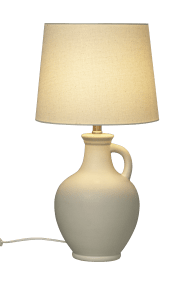 Athena 58cm Blanc naturel lampe de table De Aneta Lighting - Avec une base en céramique incurvée en forme de cruche antique, il ajoute une touche rustique à votre maison.