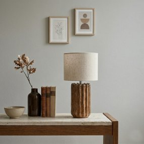 Flint 33cm Brun lampe de table De Cottex - La lampe est fournie avec un c&acirc;ble de 1,5 m, un interrupteur et une prise.