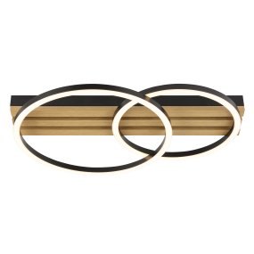 Calma 54cm Noir plafonnier De Brilliant - Calma est un plafonnier moderne à l'allure chaleureuse et naturelle grâce à son design alliant bois et métal noir.
