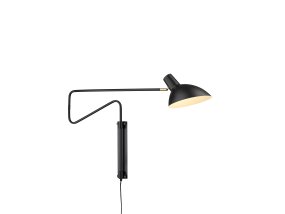 Metropole Deluxe 15cm Noir applique murale De Halo Design - Sa construction élégante en métal noir mat avec des détails en laiton lui confère un look sophistiqué, tandis que le bras réglable permet d'ajuster facilement la lumière en fonction de vos besoins.