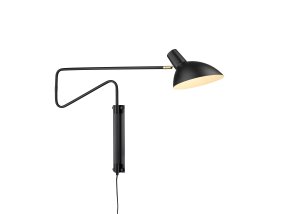 Metropole Deluxe 20cm Noir applique murale De Halo Design - Sa construction élégante en métal noir mat avec des détails en laiton lui confère un look sophistiqué, tandis que le bras réglable permet d'ajuster facilement la lumière en fonction de vos besoins.