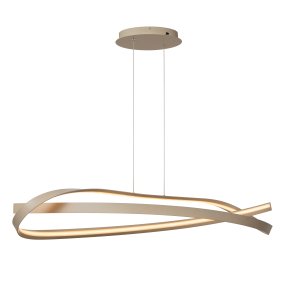 Menuet 110cm Beige De Lucide - L'&eacute;l&eacute;gante suspension Menut, en m&eacute;tal beige, s&eacute;duit par sa forme douce et organique, conf&eacute;rant aux pi&egrave;ces une ambiance moderne et a&eacute;r&eacute;e.