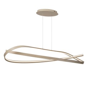 Menuet 140cm Beige De Lucide - L'&eacute;l&eacute;gante suspension Menut, en m&eacute;tal beige, s&eacute;duit par sa forme douce et organique, conf&eacute;rant aux pi&egrave;ces une ambiance moderne et a&eacute;r&eacute;e.