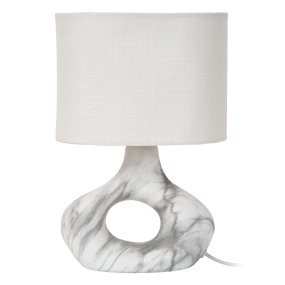 Tomeo 30cm Blanc lampe de table De Lucide - Son pied en céramique, orné d'un magnifique motif marbré dans des tons de gris et de blanc, lui confère un caractère unique.