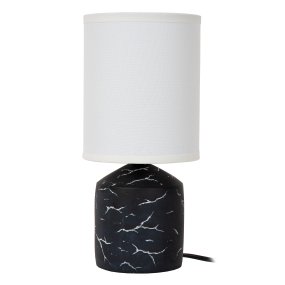 Fran 30cm Noir lampe de table De Lucide - Le motif blanc irrégulier du pied crée un effet marbré et offre un magnifique contraste avec la surface sombre.