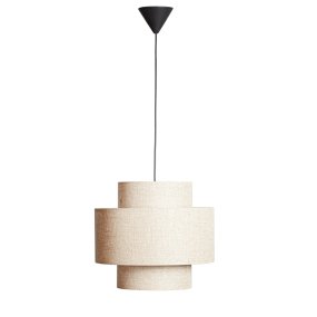Hilma Ø40 Beige suspension De Cottex - Le tissu beige diffuse une lumi&egrave;re chaleureuse et accueillante, rendant Hilma polyvalente et facile &agrave; assortir &agrave; tout type de mobilier.