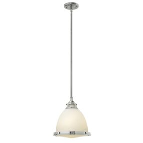 Amelia Ø32 Chrome suspension De Elstead Lighting - Amelia har en klassisk pendeldesign som f&ouml;rnyar vintage-detaljer med ett gjutet glasf&auml;ste, en gjuten metallram samt framtr&auml;dande g&aring;ngj&auml;rn och sp&auml;nnen.