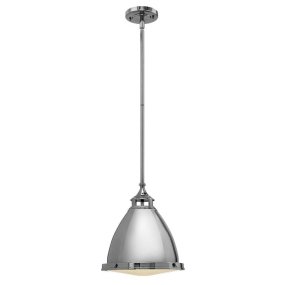 Amelia Ø32 Nickel De Elstead Lighting - Kupolen har en etsad prismatisk bottenlins, och denna helmetalliska versionen i polerad nickel har en autentisk vintagelook.