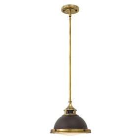 Amelia Ø30 Bronze/laiton De Elstead Lighting - Kupolen har en etsad prismatisk bottenlins, och denna helmetalliska versionen i brons och m&auml;ssingdetaljer har en autentisk vintagelook.