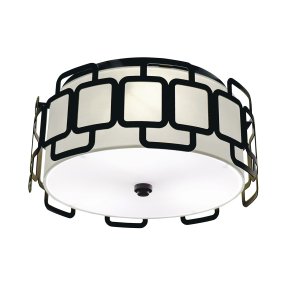 Sabina Ø38 Noir De Elstead Lighting - Une base en plastique blanc assure une diffusion homog&egrave;ne et sans &eacute;blouissement de la lumi&egrave;re dans toute la pi&egrave;ce.