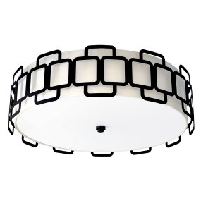 Sabina Ø57 Noir De Elstead Lighting - Une base en plastique blanc assure une diffusion homog&egrave;ne et sans &eacute;blouissement de la lumi&egrave;re dans toute la pi&egrave;ce.